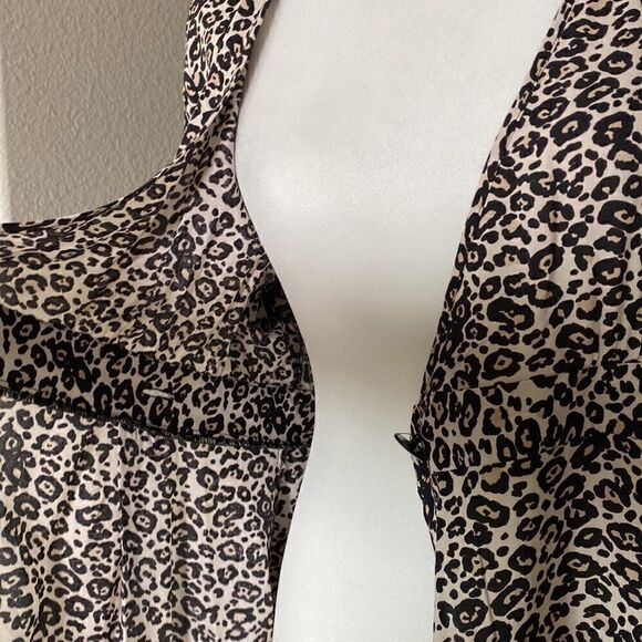 ASOS Leopard True Wrap Long Sleeve Mini Dress 4 V Neck Viscose Reptile - Picture 10 of 14